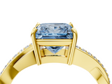 Yellow gold Fancy Blue Princess  Cut Diamond Twisted Band Engagement Ring with Prong Setting_7