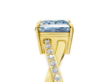 Yellow gold Fancy Blue Princess  Cut Diamond Twisted Band Engagement Ring with Prong Setting_8
