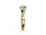 Yellow gold Fancy Blue Princess  Cut Diamond Twisted Band with Pavé Setting and Four-Prong Setting_22