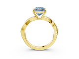 Yellow gold Fancy Blue Princess  Cut Diamond Twisted Band with Pavé Setting and Four-Prong Setting_23