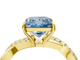 Yellow gold Fancy Blue Princess  Cut Diamond Twisted Band with Pavé Setting and Four-Prong Setting_24