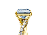 Yellow gold Fancy Blue Princess  Cut Diamond Twisted Band with Pavé Setting and Four-Prong Setting_25