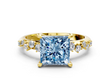 Yellow gold Fancy Blue Princess  Cut Diamond Vine Band with Four-Prong Setting_40