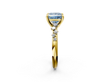 Yellow gold Fancy Blue Princess  Cut Diamond Vine Band with Four-Prong Setting_42