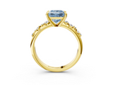 Yellow gold Fancy Blue Princess  Cut Diamond Vine Band with Four-Prong Setting_43