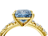 Yellow gold Fancy Blue Princess  Cut Diamond Vine Band with Four-Prong Setting_44