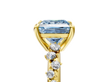 Yellow gold Fancy Blue Princess  Cut Diamond Vine Band with Four-Prong Setting_45