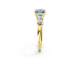 Yellow gold Fancy Blue Princess  Cut Five-Stone Prong Set Diamond Ring with Classic Band_34
