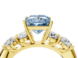 Yellow gold Fancy Blue Princess  Cut Five-Stone Prong Set Diamond Ring with Classic Band_36