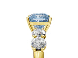 Yellow gold Fancy Blue Princess  Cut Five-Stone Prong Set Diamond Ring with Classic Band_37