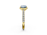 Yellow gold Fancy Blue Princess  Cut Halo Diamond Engagement Ring with Pave Band and Four-Prong Setting_30
