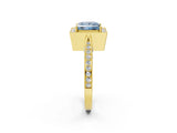 Yellow gold Fancy Blue Princess Cut Halo Diamond Engagement Ring with Split Shank Band and Four-Prong Setting_2