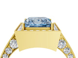 Yellow gold Fancy Blue Princess Cut Halo Diamond Engagement Ring with Split Shank Band and Four-Prong Setting_4