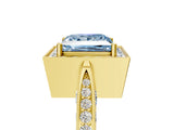 Yellow gold Fancy Blue Princess Cut Halo Diamond Engagement Ring with Split Shank Band and Four-Prong Setting_5