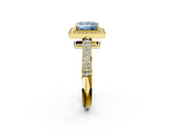 Yellow gold Fancy Blue Princess  Cut Halo Diamond Pave Band with Four-Prong Setting_39