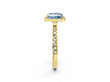 Yellow gold Fancy Blue Princess Cut Halo Diamond Pave Band with Prong Setting_2