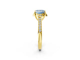 Yellow gold Fancy Blue Princess  Cut Halo Diamond Ring with Channel Set Band and Four-Prong Setting_31