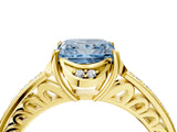 Yellow gold Fancy Blue Princess  Cut Halo Diamond Ring with Channel Set Band and Four-Prong Setting_33