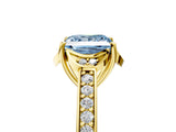 Yellow gold Fancy Blue Princess  Cut Halo Diamond Ring with Channel Set Band and Four-Prong Setting_34