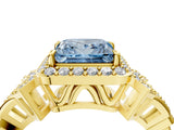 Yellow gold Fancy Blue Princess Cut Halo Diamond Split Shank Engagement Ring with Four-Prong Setting_4