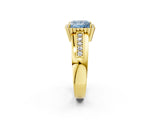 Yellow gold Fancy Blue Princess  Cut Halo Pave Band Four-Prong Ring_51
