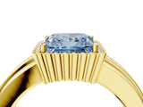 Yellow gold Fancy Blue Princess  Cut Halo Pave Band Four-Prong Ring_53
