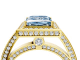 Yellow gold Fancy Blue Princess  Cut Halo Pave Split Shank Prong Setting Ring_41