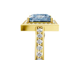 Yellow gold Fancy Blue Princess  Cut Halo Pave Split Shank Prong Setting Ring_42