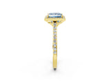 Yellow gold Fancy Blue Princess Cut Halo Round Diamond Pavé Band with Four-Prong Setting_5