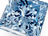Yellow gold Fancy Blue Princess Cut Halo Round Diamond Solitaire Ring with Pavé Band and Four-Prong Setting_49