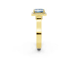 Yellow gold Fancy Blue Princess Cut Halo Round Diamond Twist Band with Four-Prong Setting_2