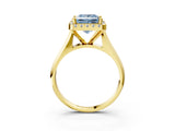 Yellow gold Fancy Blue Princess  Cut Halo Solitaire Engagement Ring with Square Band and Four-Prong Setting_117