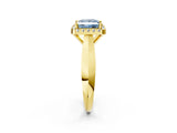 Yellow gold Fancy Blue Princess  Cut Halo Solitaire Engagement Ring with Square Band and Four-Prong Setting_68