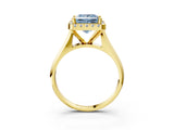 Yellow gold Fancy Blue Princess  Cut Halo Solitaire Engagement Ring with Square Band and Four-Prong Setting_69