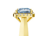Yellow gold Fancy Blue Princess  Cut Halo Solitaire Engagement Ring with Square Band and Four-Prong Setting_71