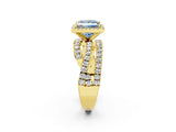 Yellow gold Fancy Blue Princess  Cut Halo Split Shank Prong Setting Ring_14