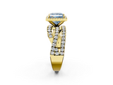 Yellow gold Fancy Blue Princess  Cut Halo Split Shank Prong Setting Ring_63