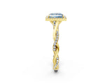 Yellow gold Fancy Blue Princess Cut Halo Twist Band with Four-Prong Setting_14