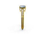 Yellow gold Fancy Blue Princess  Cut Milgrain Channel Set Engagement Ring with Solitaire Prong Setting_67