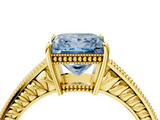 Yellow gold Fancy Blue Princess  Cut Milgrain Channel Set Engagement Ring with Solitaire Prong Setting_69
