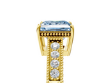 Yellow gold Fancy Blue Princess  Cut Milgrain Channel Set Engagement Ring with Solitaire Prong Setting_70