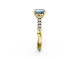 Yellow gold Fancy Blue Princess  Cut Pavé Band Solitaire Ring with Four-Prong Setting_27