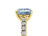 Yellow gold Fancy Blue Princess  Cut Pavé Band Solitaire Ring with Four-Prong Setting_30