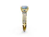 Yellow gold Fancy Blue Princess  Cut Pave Diamond Engagement Ring with Channel Set Band and Four-Prong Setting_22