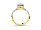 Yellow gold Fancy Blue Princess  Cut Pave Diamond Engagement Ring with Channel Set Band and Four-Prong Setting_23