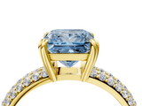 Yellow gold Fancy Blue Princess  Cut Pave Diamond Engagement Ring with Channel Set Band and Four-Prong Setting_24