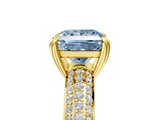 Yellow gold Fancy Blue Princess  Cut Pave Diamond Engagement Ring with Channel Set Band and Four-Prong Setting_25