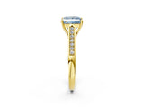 Yellow gold Fancy Blue Princess Cut Solitaire Cathedral Diamond Engagement Ring with Channel-Set Band and Four-Prong Setting_5