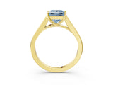 Yellow gold Fancy Blue Princess Cut Solitaire Cathedral Diamond Engagement Ring with Channel-Set Band and Four-Prong Setting_6