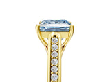 Yellow gold Fancy Blue Princess Cut Solitaire Cathedral Diamond Engagement Ring with Channel-Set Band and Four-Prong Setting_8